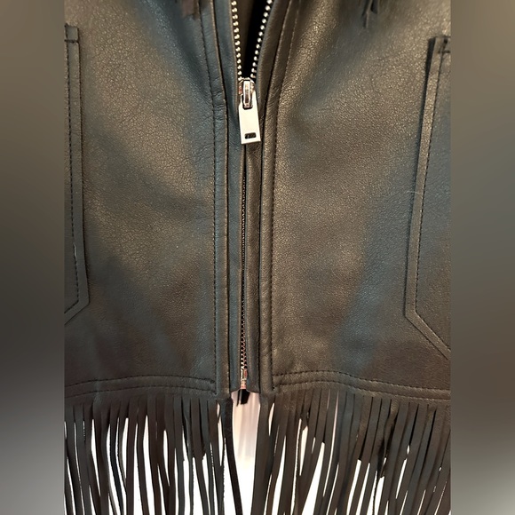 NEW Cowboy Carter Topshop Faux Leather Western Style Fringe Jacket - Picture 9 of 11